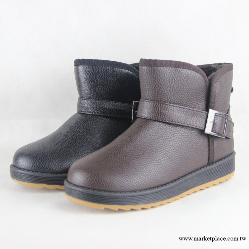 新款男式雪靴中筒大棉PU皮面純色簡單款保暖棉靴工廠,批發,進口,代購