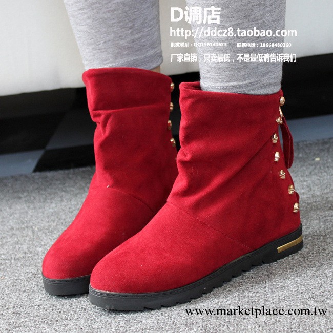 一件代發招代理2013秋冬新款馬丁靴女式內增高坡跟短靴鉚釘女鞋子工廠,批發,進口,代購