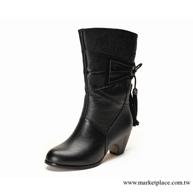 2012新款真皮中跟女式靴流蘇靴中筒靴粗跟靴子 9755工廠,批發,進口,代購