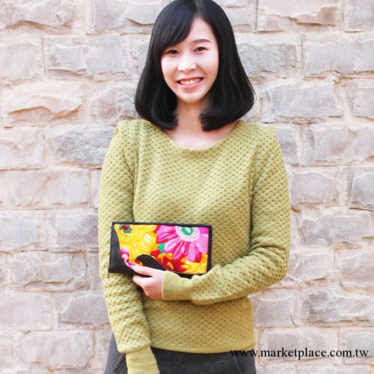 民族風包包 頭層牛皮彩菊刺繡繡花女士長款錢包 廠傢直銷 佈禦鑫工廠,批發,進口,代購