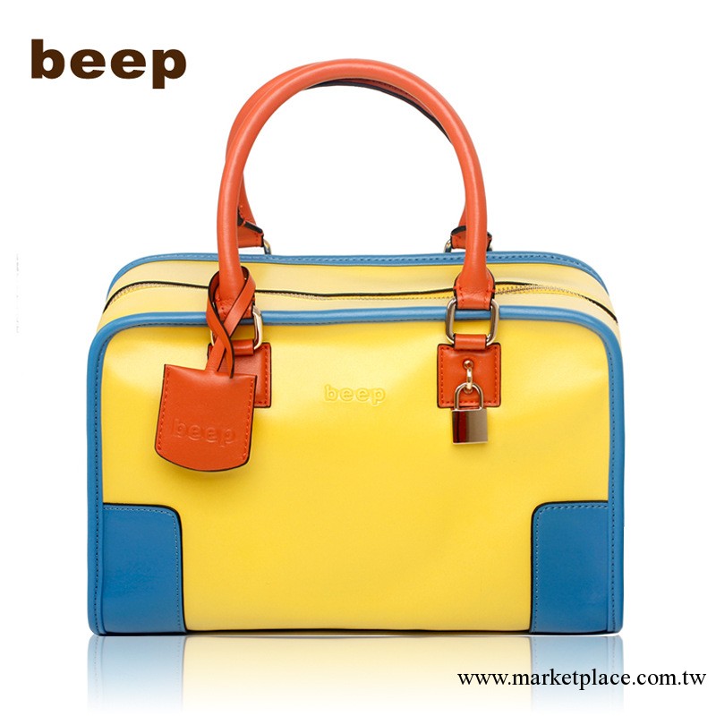 beep2013 新品潮女包 牛皮復古包韓版時尚撞色女包手提包工廠,批發,進口,代購