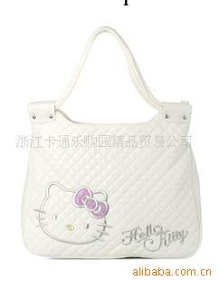 Hello kitty白色格子手提包手拎包單肩包工廠,批發,進口,代購