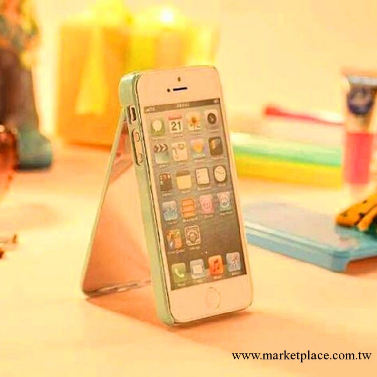 蘋果5iphone4/4S 手機殼 冰激凌化妝盒帶鏡子支架 插卡保護殼工廠,批發,進口,代購