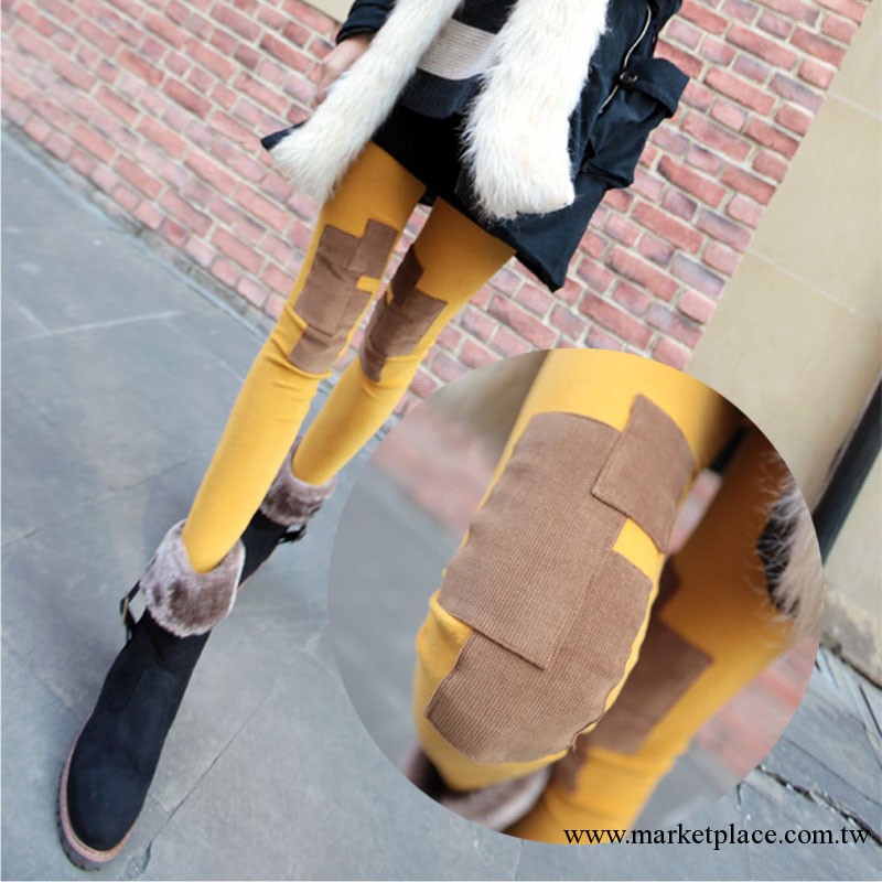 韓版女裝新款韓國時尚個性全棉膝蓋補丁九分內搭褲批發廠傢直銷工廠,批發,進口,代購
