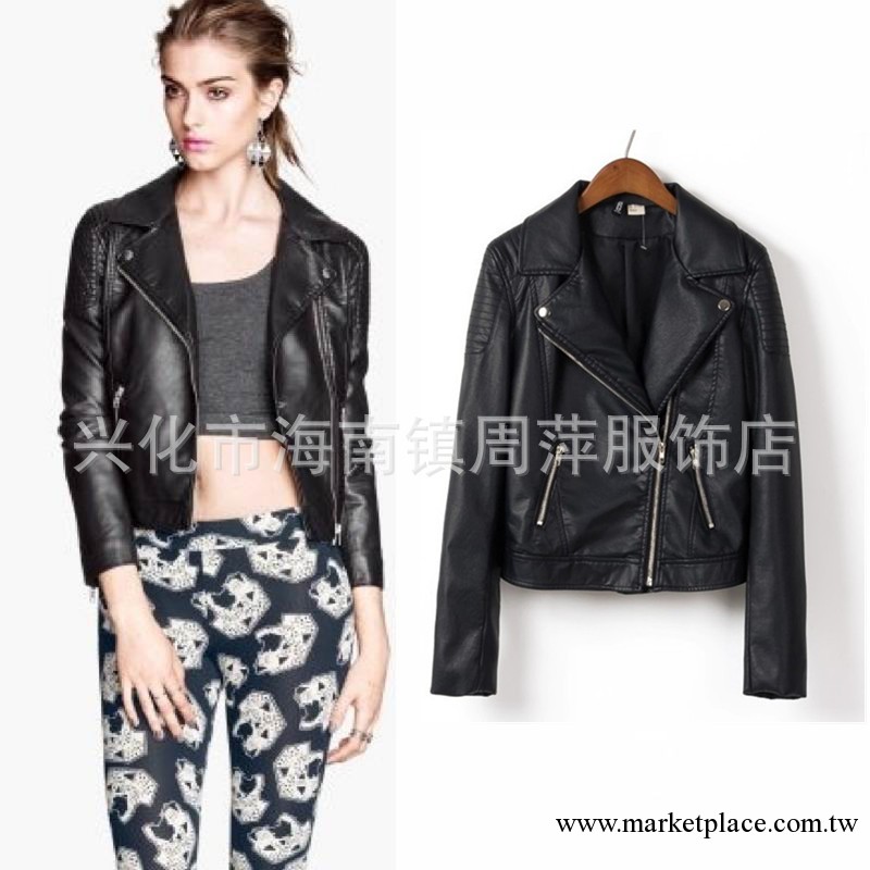 歐美皮衣夾克外套女裝 2013HM秋季新款女式短款修身水洗PU皮衣女工廠,批發,進口,代購
