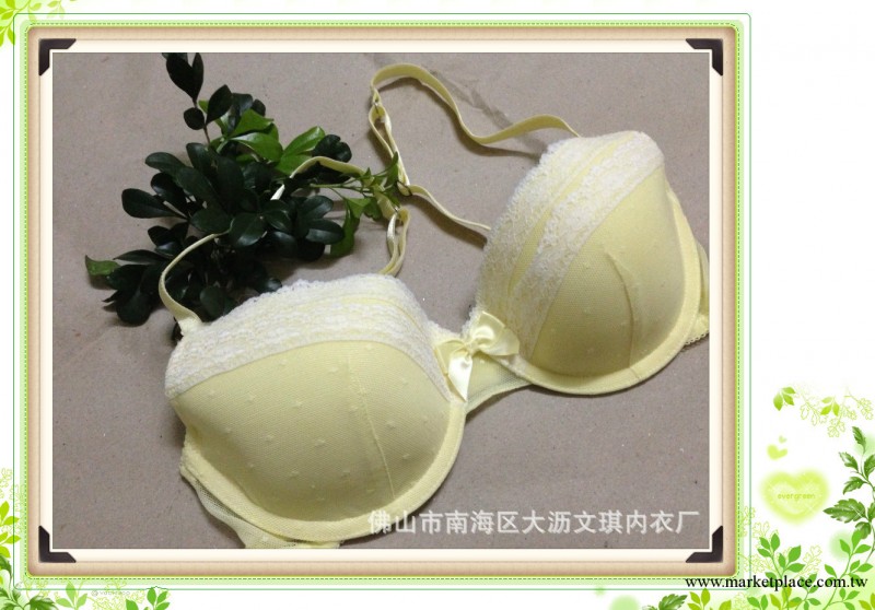 歐美原單內衣 外貿大品牌 網面拼接蕾絲少女胸罩 清純淡雅鵝黃系工廠,批發,進口,代購