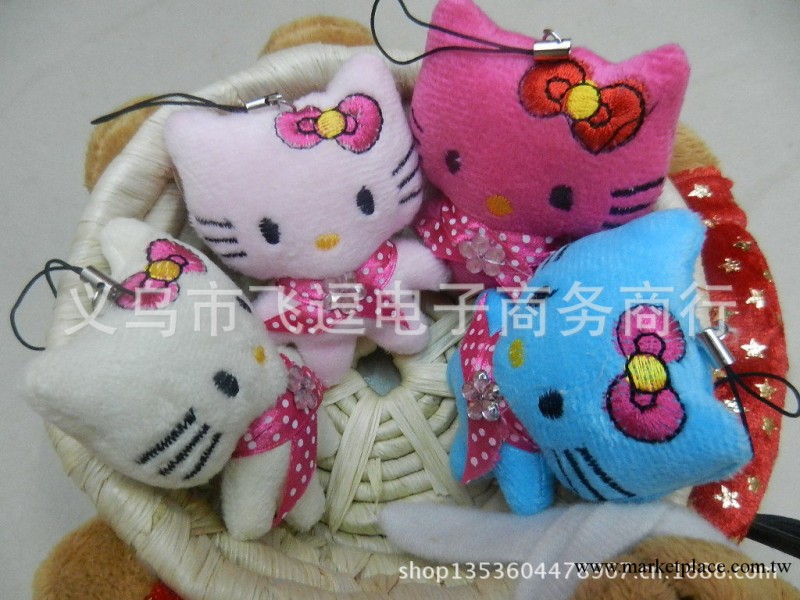 批發7cm帶刺繡蝴蝶結KT貓 hello kitty掛件 義烏毛絨玩具批發工廠,批發,進口,代購