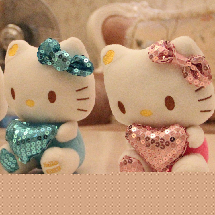 18CM亮片抱心KT貓公仔 hello kitty公仔批發抓機娃娃工廠,批發,進口,代購