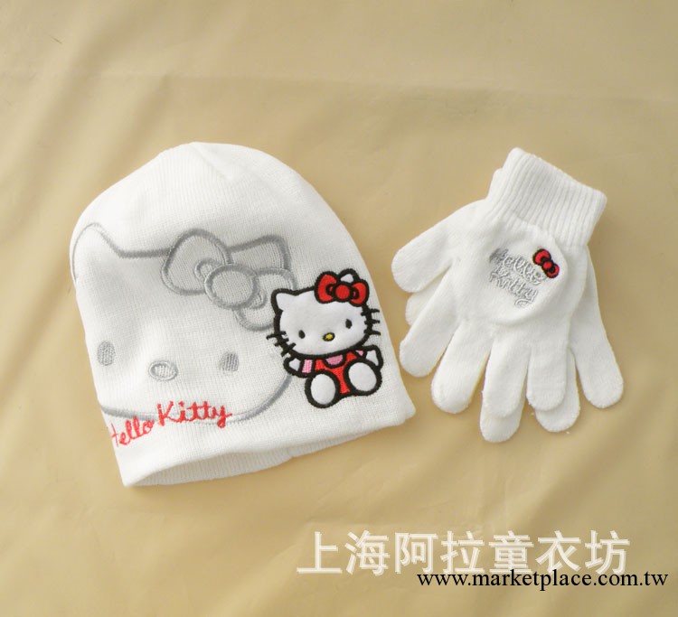 冬款外貿原單Hello Kitty 女童帽子手套 二件套 兒童冬帽 針織帽工廠,批發,進口,代購