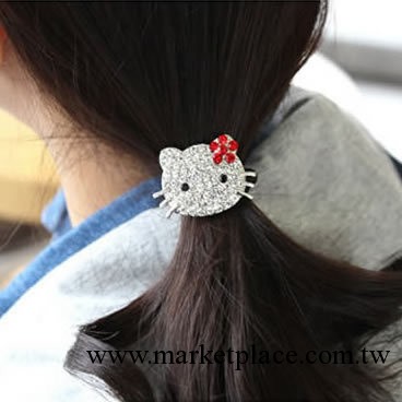 冬雲飾品5111Hello Kitty/凱蒂貓發圈發繩 水晶鑲鉆發圈頭繩工廠,批發,進口,代購