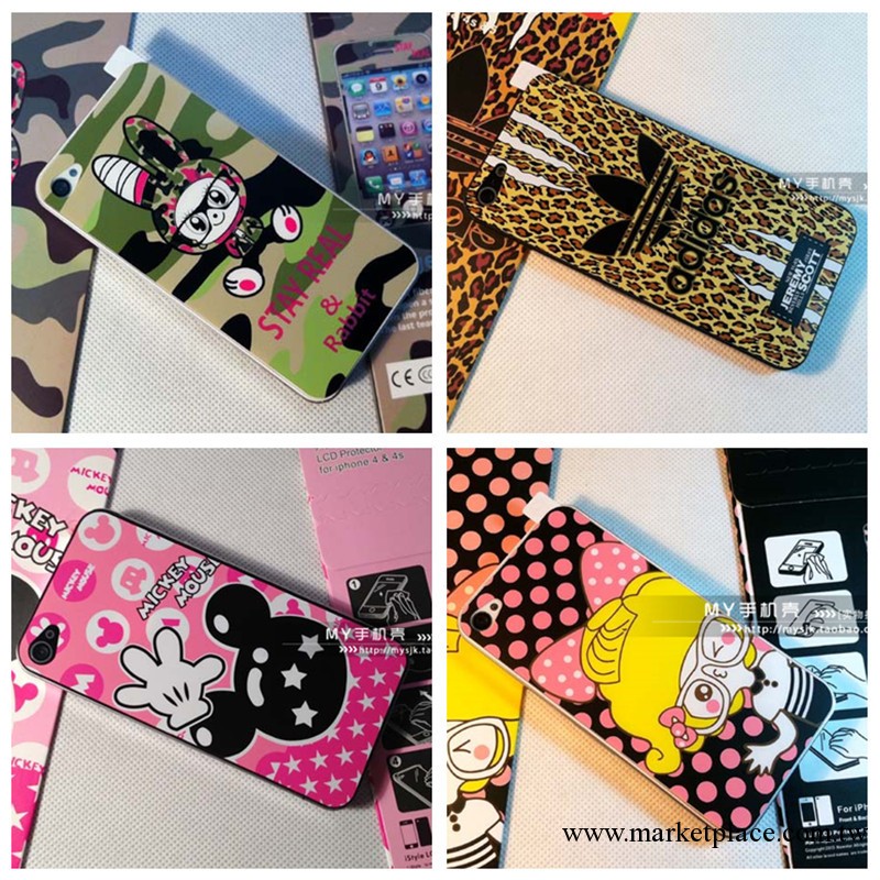 hello kitty蘋果5保護膜iphone4s貼膜4s彩膜配件殼批發閃鉆卡通膜工廠,批發,進口,代購