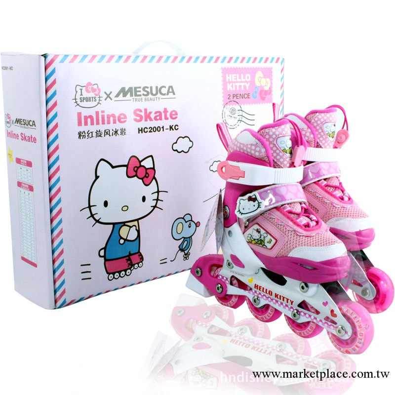 Hello kitty旱冰鞋正品兒童直排輪旱冰鞋兒童輪滑鞋兒童鞋可調工廠,批發,進口,代購