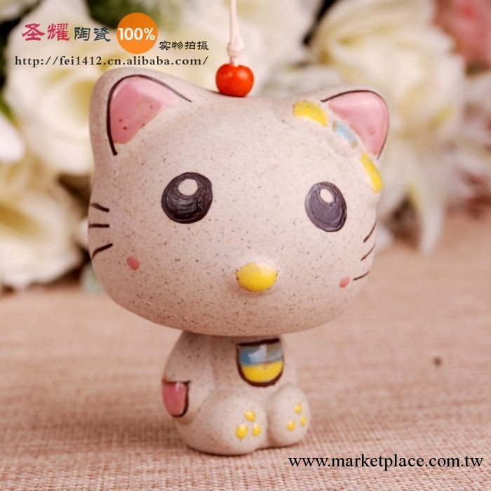 陶瓷風鈴 陶瓷掛件 手工手繪風鈴 兩節款風鈴 hello kitty 新款工廠,批發,進口,代購