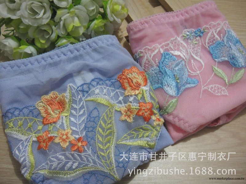 外貿原單 刺繡中腰棉質兩色女士三角內褲工廠,批發,進口,代購