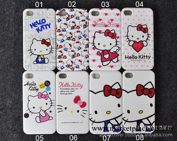 HELLO KITTY A級燙金 光面水貼 蘋果iphone4/4s 手機保護套工廠,批發,進口,代購