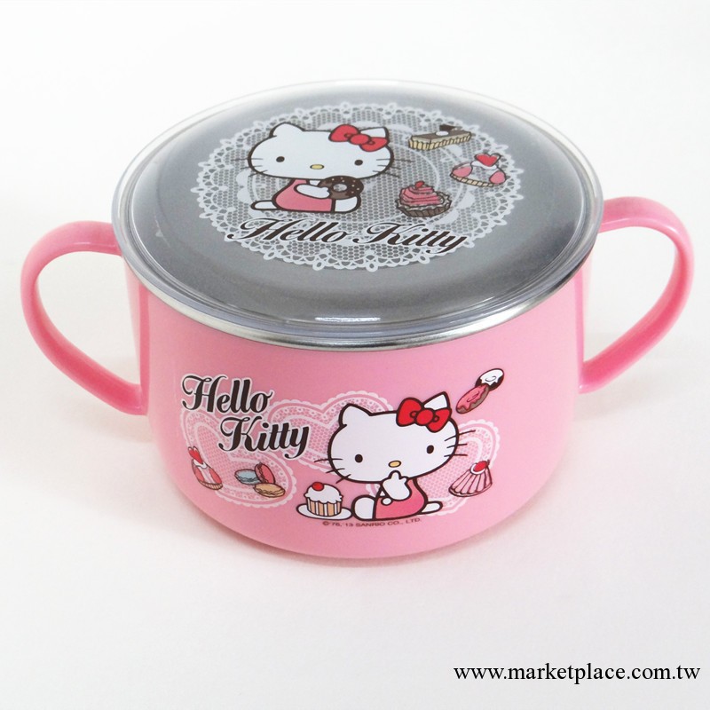 KT凱蒂貓hello kitty不銹鋼雙耳大蓋碗湯碗韓國進口兒童餐具批發工廠,批發,進口,代購