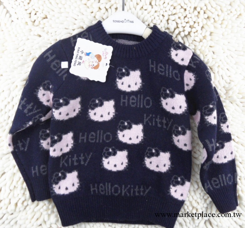 2013秋冬款兒童羊絨衫 羊毛衫Hello kitty卡通 圓領線衫工廠,批發,進口,代購
