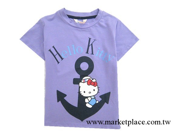 2013年夏款原單童裝小中大童hello kitty和錨圖案圓領短袖印花T恤工廠,批發,進口,代購