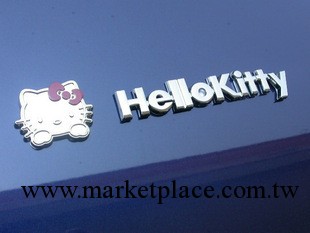 3D立體純金屬卡通車貼 hello kitty 金屬KT英文車貼 kt貓金屬貼工廠,批發,進口,代購