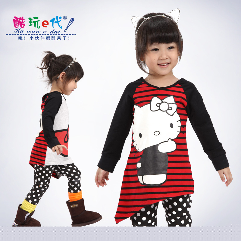 童裝 外貿童裝秋款韓版 Hello kitty拼色上衣 廣東產地批發雙面穿工廠,批發,進口,代購