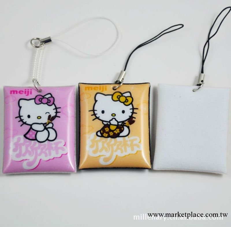 【手機小禮品】 hello kitty pvc手機吊飾，pvc屏幕擦，手機擦工廠,批發,進口,代購