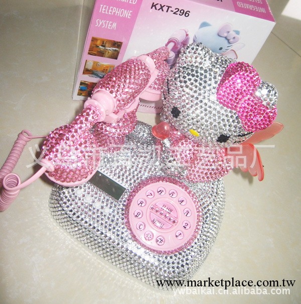 廠傢直銷鑲鉆精品電話，鑲鉆精美禮品電話，鑲鉆hello kitty電話工廠,批發,進口,代購