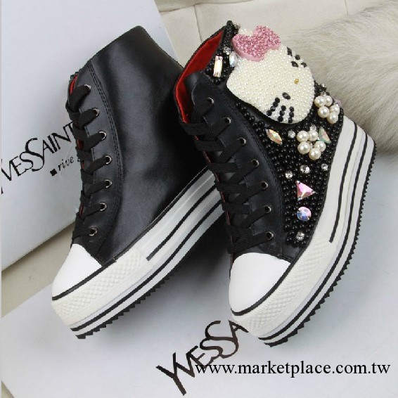 外貿高檔真皮平底厚底單鞋 可愛女鞋HELLO KITTY貓公仔頭增高板鞋工廠,批發,進口,代購