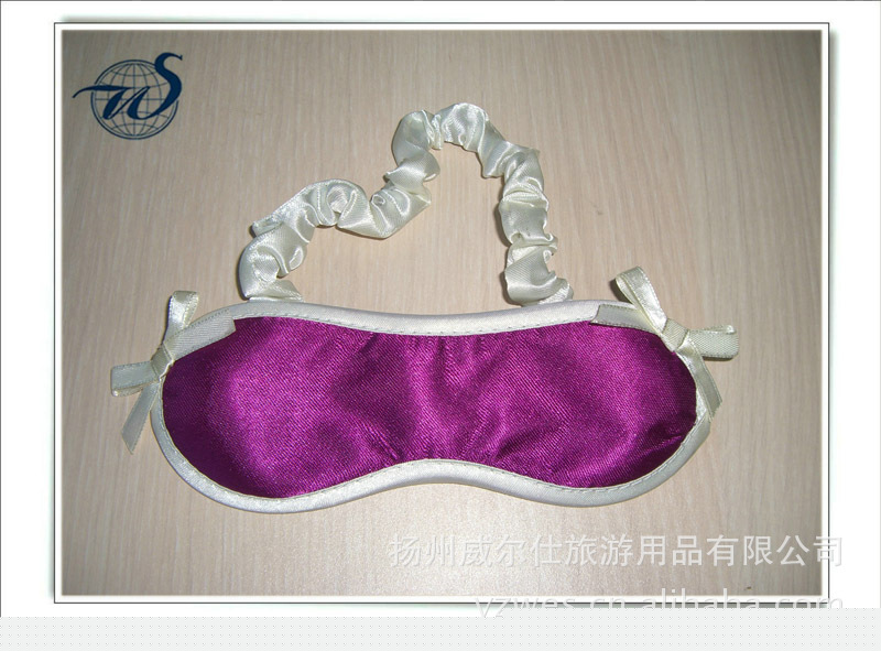 供應玫紅色緞佈米色包邊兒童眼罩遮光睡眠用工廠,批發,進口,代購