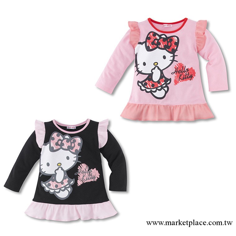 廠傢直銷2013秋季熱銷爆款HELLO KITTY女童長袖長款T恤上衣工廠,批發,進口,代購