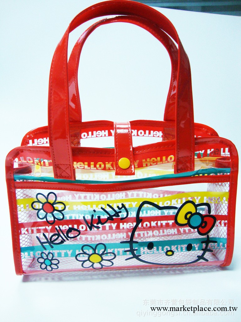 2012最新款可愛Hello kitty透明手提包袋 防水化妝包工廠,批發,進口,代購