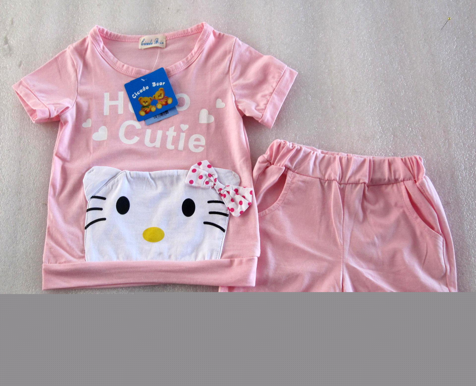 韓國品牌夏季奧代爾童套裝cicada bear女童裝hello kitty工廠,批發,進口,代購
