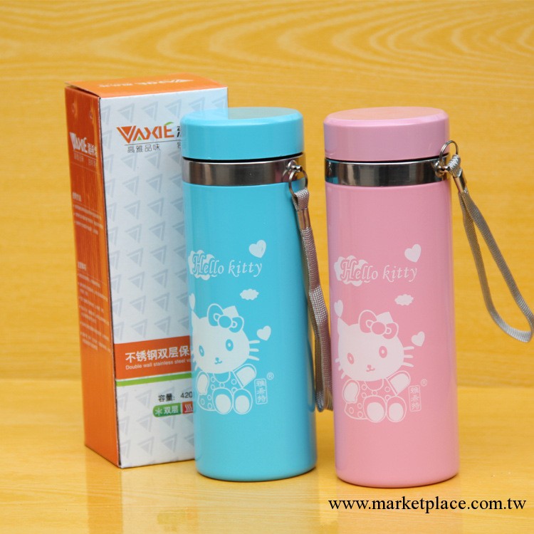733新款不銹鋼雙層兒童HELLO KITTY卡通保溫杯子 國親禮品杯印字工廠,批發,進口,代購