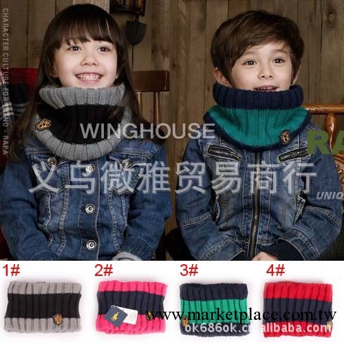 《爆》韓版兒童拼色圍巾 兒童時尚徽章圍脖 EWJ03工廠,批發,進口,代購