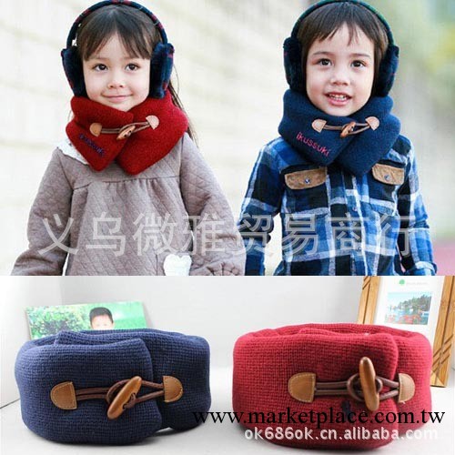 EWJ17 韓國韓版兒童圍脖 紐扣脖套 木扣圍脖 寶寶脖套工廠,批發,進口,代購