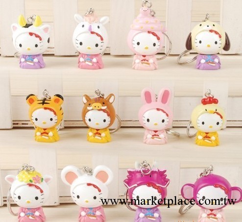 動漫周邊批發 凱蒂貓COS12生肖 動物（掛扣）12款 Hello Kitty工廠,批發,進口,代購