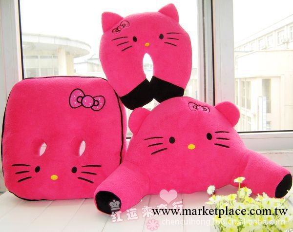 新品！玫紅hello kitty 抱枕系列 u枕+腰枕+美臀墊+枕頭 可拆洗工廠,批發,進口,代購