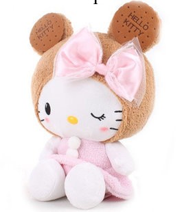 餅幹蝴蝶結kitty公仔 凱蒂貓毛絨玩具 hellokikty抱枕 KT毛絨玩具工廠,批發,進口,代購