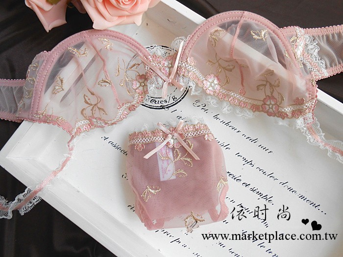 加拿大奢華高貴歐美原單刺繡超薄蕾絲胸罩套裝女士透明性感內衣工廠,批發,進口,代購