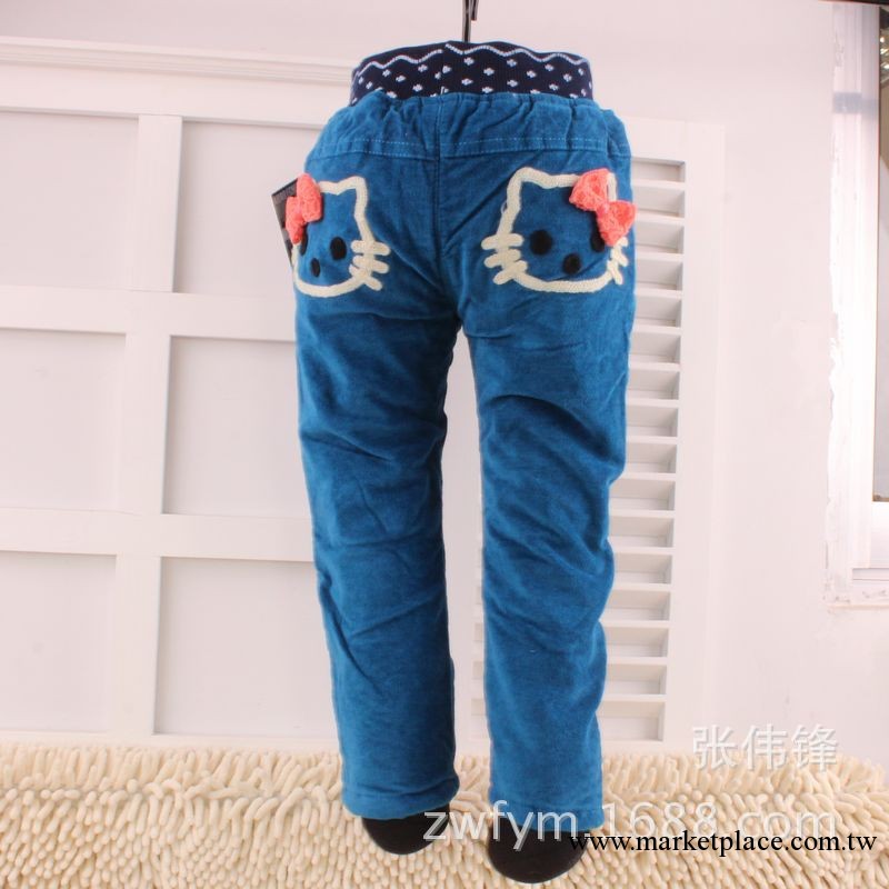 2013秋冬新款童裝 女童韓版Hello Kitty 造型加絨加棉休閒褲工廠,批發,進口,代購