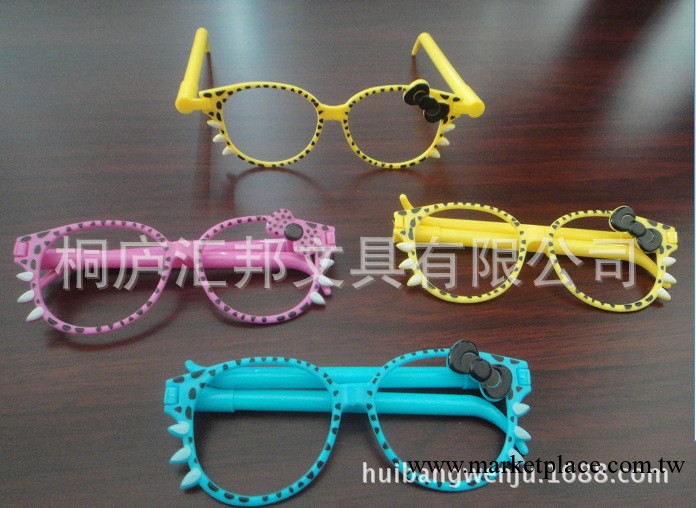 韓國創意文具 卡通眼鏡筆 HELLO KITTY眼鏡筆 眼鏡圓珠筆工廠,批發,進口,代購