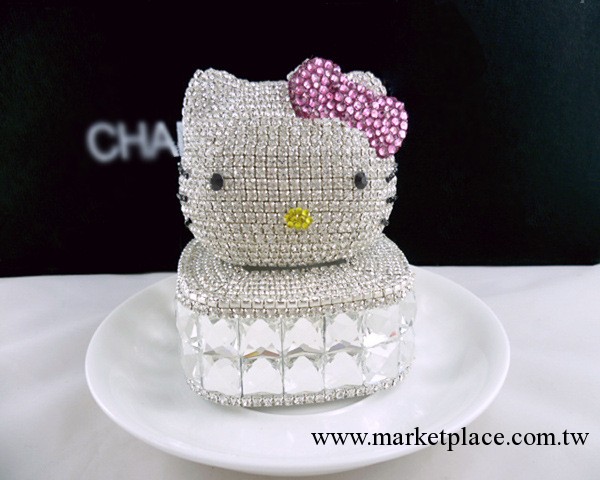 正品kt貓鑲鉆汽車香水座 hello kitty水晶擺件 卡通可愛車載香水工廠,批發,進口,代購