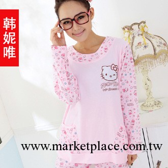 廠傢批發 女士睡衣批發 純棉長袖睡衣 hello kitty睡衣居傢服套裝工廠,批發,進口,代購