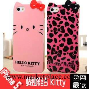 hello kitty iPhone5豹紋蝴蝶結手機殼 蘋果5代矽膠卡通保護套工廠,批發,進口,代購
