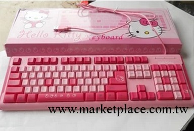 電腦配件鍵盤廠傢Hello Kitty KT貓鍵盤 有線USB卡通鍵盤女生鍵盤工廠,批發,進口,代購