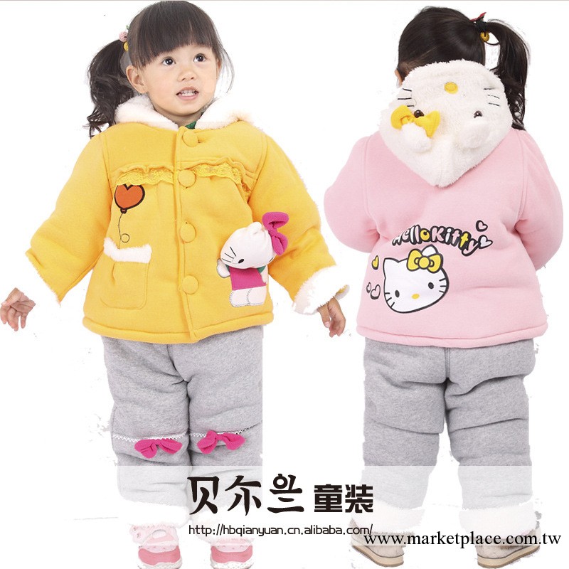 2013冬款套裝女童衛衣hello kitty貓造型衣 加厚棉衣套裝 童棉衣工廠,批發,進口,代購
