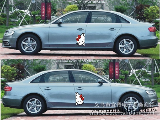 【hello kitty KT貓側門貼】卡通車門側門貼中號對裝工廠,批發,進口,代購