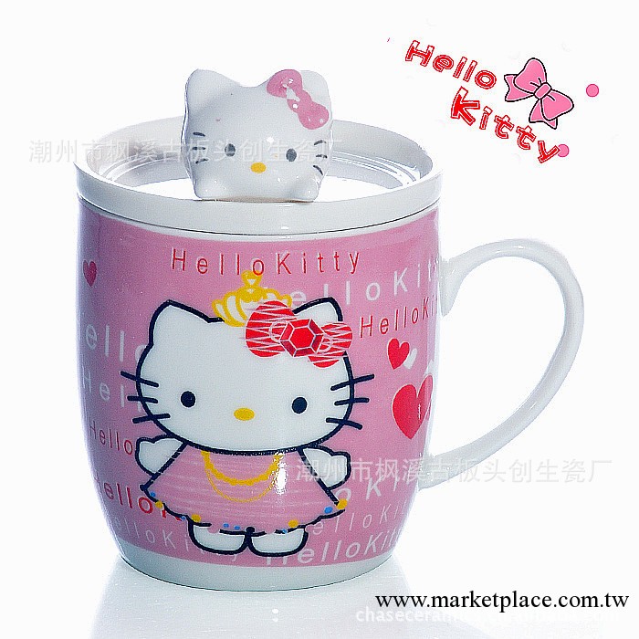 卡通KT陶瓷杯 Hello kitty立體蓋水杯 KT杯批發 帶蓋卡通早餐杯工廠,批發,進口,代購
