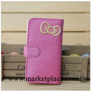 卡通hello kitty iphone4S 手機皮套 蘋果5左右開插卡手機套工廠,批發,進口,代購
