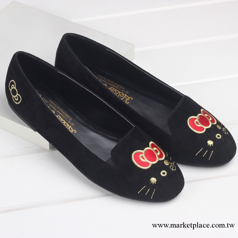 批發出口日本東京繡蝴蝶結 貓咪胡須日系平底女單鞋hello kitty工廠,批發,進口,代購