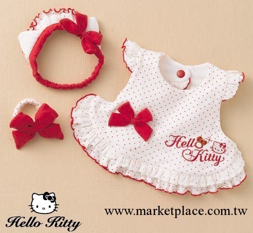 31012HELLO KITTY可愛波點公主裙女童連衣裙蝴蝶結短袖裙批32*3工廠,批發,進口,代購